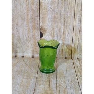 Green Crackle Glass Bud Vase Miniature Succulent Air Plants Planter (9A)